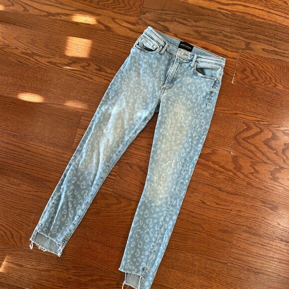 BLACK ORCHID Miranda Off Step High Rise Skinny Jeans Cheetah Print Size 25 Luxe - Picture 2 of 13